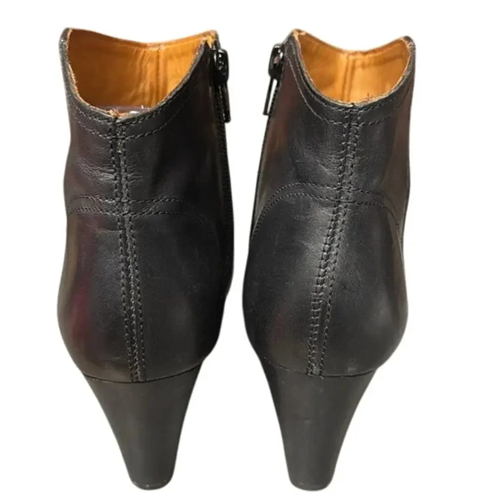 Women's LL Bean Black Ankle Boot Signature Leather Side Zip Heel Booties Size 8M